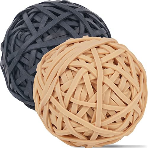 AIWOQI Gummiband Ball #33 schwarze Gummibänder, hellbraun, 2 Stück, ca. 300 Stück elastische Bänder für Büro, Schule, Zuhause, starkes elastisches Band, Schlaufe, Bürobedarf