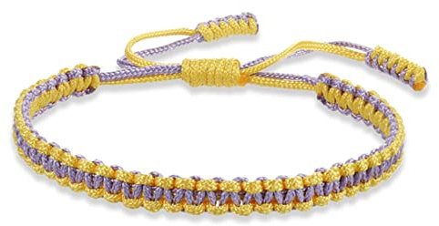 CHOUBAGUAI Handgefertigte, geflochtene Glücks-Seil-Armbänder für Damen und Herren, mehrfarbig, tibetisch, buddhistisch, Armband, Paare, Armreifen, Freundschaftsschmuck, Geschenk, Violett / Gelb