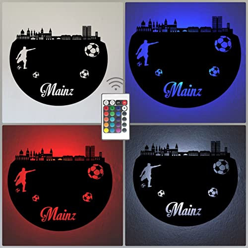 Fußball Fan LED Lampe Mainz Fanartikel Geschenk Fußballfan…
