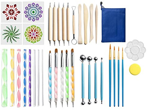 barenx 38 x Mandala-Dotting-Werkzeuge, Rock-Malerei-Set, Nagelkunst, DIY-Stift