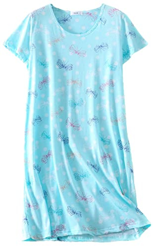BERDITH Nighties for Women Nightdress Ladies Cotton Blend Nightie Soft Night Dress Womens T Shirt Nightdresses Summer Plus Size Nightwear Sleep & Lounge UK 10/12 Purple Mothers Day Mum Mummy