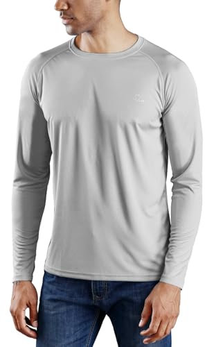 WILLIT UV Shirt Herren Rashguard Langarm Funktionsshirt für Schwimmen Surfen Angeln Wandern Atmungsaktiv Schnell Trocknend Sonnenschutz Sportshirt Grau XL