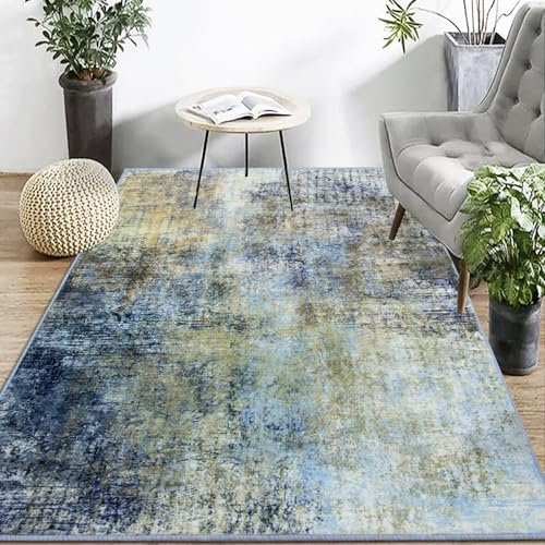 Jiyuhang Teppich 120x160 cm Moderner Abstrakt Muster Kurzflor Wohnzimmer Schlafzimmer Meliert - Waschbar & Pflegeleicht