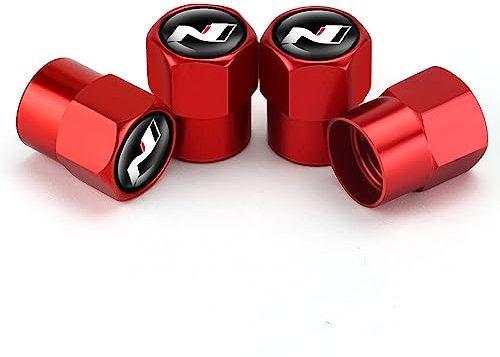 SUDORF 4 Stück Metall Auto Ventilkappen für Hyundai N LINE I20 I30 IX35 Tucson Elantra Kona Santafe stabilen Reifendruck Reifen Schmücken Zubehör,E