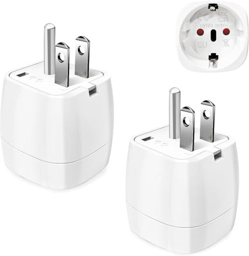 【2 Pièces】 Adaptateur Prise USA, Adaptateur Voyage Accessoires, FR 2 Broches vers US 3 Broches Adaptateur Prise Canada, Mexique, Thaïlande Type B (Noir)