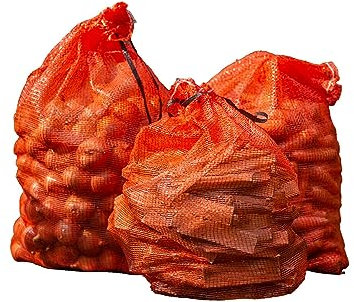 Pennine Gardens Large Hanging Mesh Storage Net Bags for Vegetables – Log Bags for Wood – Vegetable Storage Net Bag for Kitchen – Kindling Carrot Onion Bag (32 x 48 cm, 5)