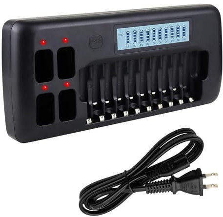 Palogreen 14 Bay LCD Universal Battery Charger for Rechargeable 1.2V AA AAA 9V NIMH NICD Batteries