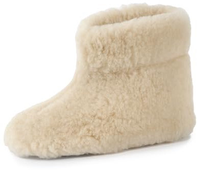 Pullmer Hausschuhe Unisex, Wollhausschuhe Damen, Herren Hüttenschuhe aus Schafwolle, warme Winterhausschuhe (Weiß, 38 EU)