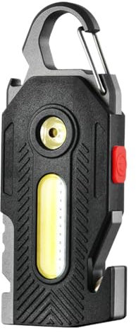EBILUN Linterna De Llavero Recargable, Linterna EDC Mini Luz De Trabajo COB, 6 Modos De Iluminación Con Abridor De Botellas, Destornillador, Silbato De Supervivencia Para Camping, Pesca