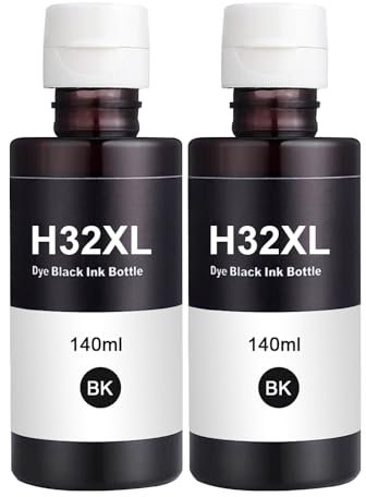 Molabel Lot de 2 bouteilles d’Encre compatibles HP 32XL (Noir)–ncre pourSmartTank7305,7005,7605,7306,7602,7606,551,555,559,570,571,651,655 Imprimante Multipack