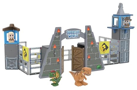 Tile Town Jurassic World Gate Escape Magnetic Tiles Construction Building Set Age 3+ and Figures, Kids 3-5+, New ACTION TILES for Action Play, Realistic Builds, STEM Creative Toy