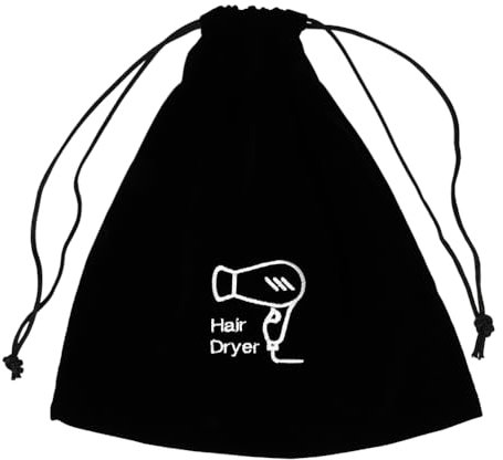 FOMIYES Flanell-Haartrockner-Tasche mit Kordelzug - Aufbewahrung für Föhn, Glätteisen Und Lockenstab (26x23 cm, Schwarz)