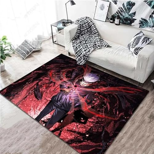 yyxsgdmw Anime Jujutsu K-Kaisen Bedruckte Fußmatte Teppich 15 Größen Wohnzimmer Schlafzimmer Nachttisch Fenster Fensterbank Badezimmer Fußmatte Wohnkultur H8106 90×150Cm