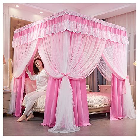 Copriletto Zanzariera Zanzariera per letti da 1,8 m Baldacchino oscurante antivento Crea privacy Tenda da letto universale per tutte le stagioni (Stile colore)