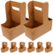 SOLUSTRE Porte-gobelets pour 2 tasses avec poignée 10 pièces Porte-gobelets à emporter en papier kraft pour boissons froides/chaudes Porte-gobelet pliable portable sans déversement