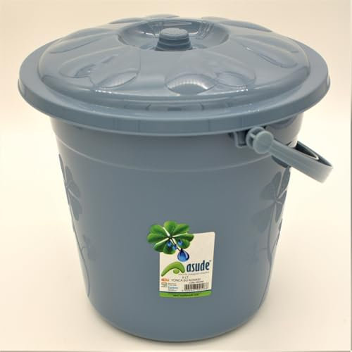 Colour Plastic 20L Bucket with Lid Plus Carry Handle Storage Container Bin Caddy (Light Blue)