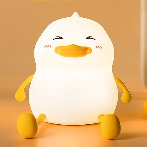 aiworth Enten-Nachtlicht für Kinder – niedliche Silikon-Quetsch-Nachttischlampe für Kinderzimmer – tragbar und wiederaufladbar, dimmbar, Touch-Steuerung, Dekor-Lampe für Jungen, Mädchen, Baby, Kinder