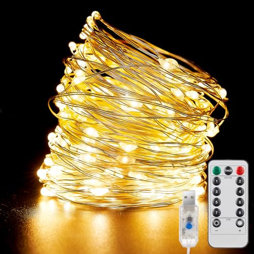 SUNNEST Lichterkette Innen Außen 20m, USB LED Lichterketten, 200LEDs Weihnachts Vorhang Lichter, Wasserdicht für Party, Weihnachten, Hochzeit, Beleuchtung Valentinstag Jahrestag Deko