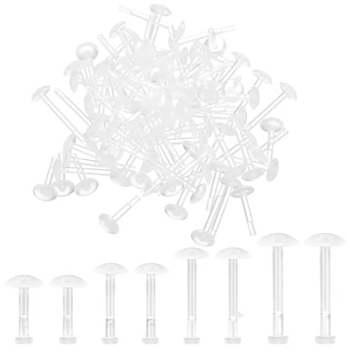 Sibba 80x Transparente Ohrringe Transparente Piercing Halterungen Empfindliche Ohren Ohrstecker Ohrstecker Ohrpolster Creolen Weiche Ohrstecker Flache Ohrringe Ersatzbeschläge für Tragus Lippe Sport