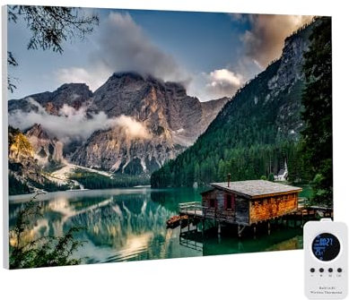Hocosyme Infrarotheizung Bild 360 Watt, NFWF-WK-360W-PB Infrarotheizung Wandmontage mit Thermostat, Wochentimer - Lake - WIFI (Tuya Smart)- TÜV