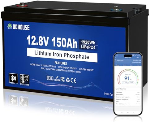 DCHOUSE 12V 150Ah LiFePO4 Lithium Batterie,Bluetooth Tieftemperaturschutz Akku Deep Cycle autobatterie, perfekt für Wohnmobile,Solaranlagen,Wohnwagen,Heim-Energiespeichersysteme Niedrige Temperatur a