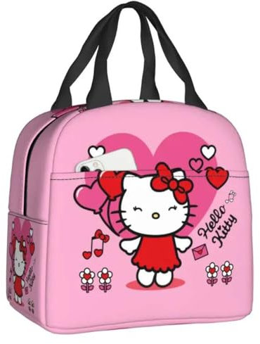 Hemasa Hello Kitty - Bolsa de almuerzo con diseño de gato, a prueba de fugas, con aislamiento térmico, para mujeres, niños, picnic, viajes, alimentos, 6 unidades