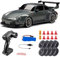 Waka Tienda Coche RC Drift 4WD de Alta Velocidad. Coche teledirigido para Adultos con Control Remoto inalámbrico 2.4GHz, Luces LED, neumáticos de Alto Agarre y Batería Recargable 500mAh. Color Gris