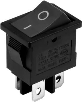 CABLEPELADO - Interruptor basculante, Interruptor 2 posiciones, Interruptor 4 vias, Interruptor 4 pines, Interruptor 2 terminales, Interruptor ON/OFF SPST, 6 A | Negro