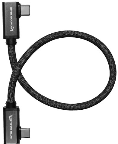 KONDOR BLUE Cable trenzado USB-C de 12 pulgadas en ángulo recto dual para entrega de datos y energía de 8 K, velocidad de transferencia de 20 Gb/s, carga USB PD de 100 W y compatible con Thunderbolt