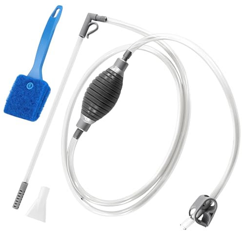 KOUHA Strumenti per Cambio Acqua Acquario Aspirarifiuti per Pulizia Acquario Set di Pulizia dell'acquario Sifone Acquario Piccolo con Spazzola per la Pulizia per Cambio dell Acqua dell Acquario