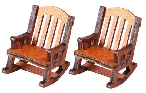 HOMOBABE 2stücke Miniatur Holzschaukelstühle Für Puppenhaus Detaillierte Handgefertigte Möbel Mit Nostalgischem Design Für Kreative Wohnraumdekorationen