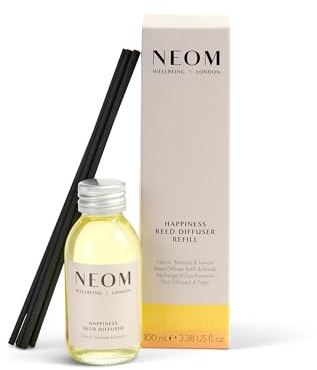 NEOM Happiness Reed Diffuser Refill, 100ml | Neroli, Mimosa & Lemon I 100% natural fragrances for 12 weeks I Pure essential oils I Boost your mood