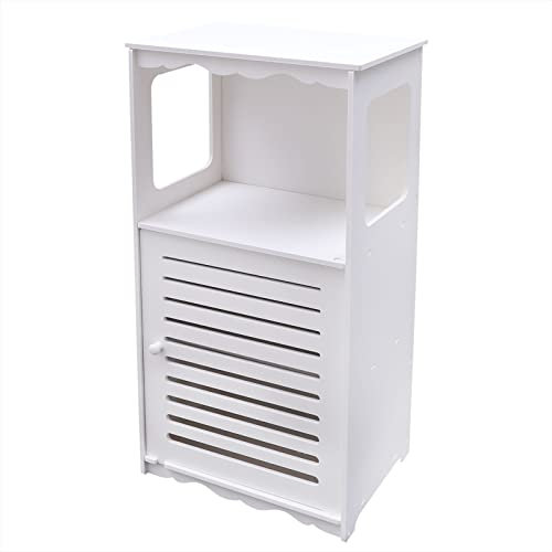 Cutycaty Badezimmerschrank, Badezimmer-Bodenaufbewahrungsschrank, Kleiner Badezimmer-Eckschrank mit Türen und Regalen, 38 x 28 x 80 cm Badschrank mit 3 Etagen