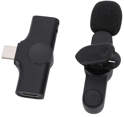 Wireless Lavalier Microphone Noise Reduction Lapel Mic with 2.4GHz Transmission, Bluetooth Music, Ducking Function for Video Recording, Live Streaming, Vlog, Interview, YouTube,