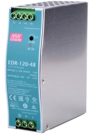 BIVOO 1 Uds EDR-120-48 48VDC 2.5A Fuente de alimentación conmutada de Carril DIN Industrial de Salida única