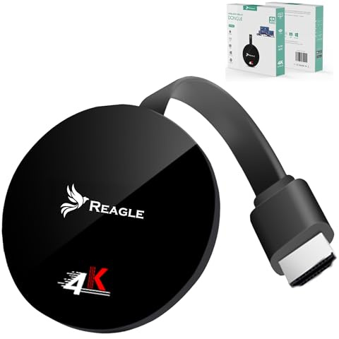 Reagle HDMI WiFi Adapter 4K UHD Kabellose Bildschirmübertragung mit AirPlay, Miracast & DLNA HDMI Dongle für TV, Beamer, Laptop, Smartphone 5GHz & 2,4GHz Dualband, Plug & Play