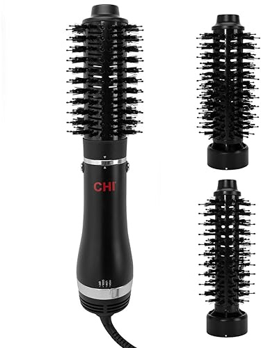 CHI 3-in-1 Round Blowout Brush, Haartrocknerbürste für glattes, frizzfreies Haar, 3 austauschbare Bürstenköpfe & einstellbare Hitzeeinstellungen