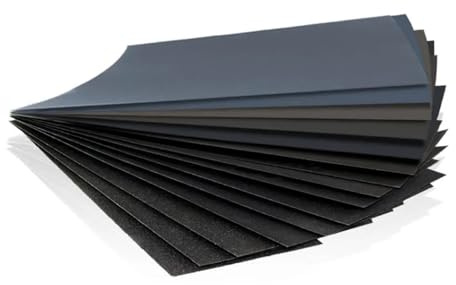 ASZHQUXIUAS Papier de Verre pour Bois, Assortiment de 42 Feuilles de Papier abrasif Sec et Humide, Grain 120 à 3000, for ponçage Automobile, Finition de Meubles en Bois, 23 x 9 cm