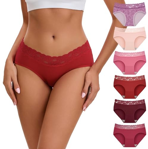 INNERSY Culotte Femme Coton Taille Moyenne, 36, Collection Blush Romantique
