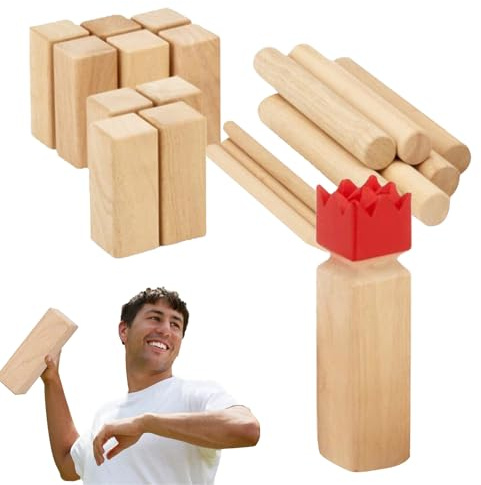 Wooden Backyard Game Set Outdoor Games Chess Lawn Yard for Adults and Family Throw, Choose Size Garden or Regulation