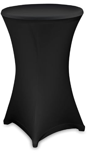 Julido Stretch Stehtischhussen – Elastische Spandex Hussen für Steh- & Bistrotische – Waschbar, Bügelfrei & rutschfest – Verstärkter Fußbereich – Für Hochzeit & Party (Schwarz, 1er Set - Ø 70-75cm)