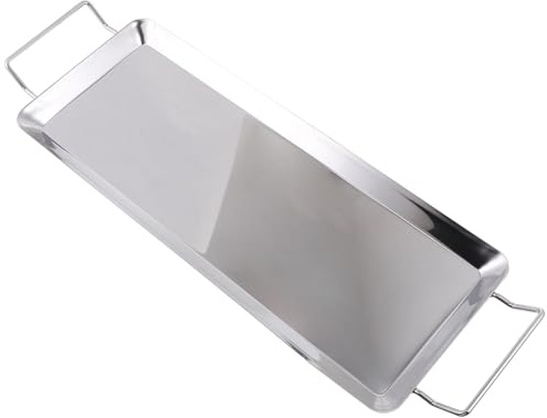 Edelstahl Grillpfanne mit Doppelgriffen, Extra, Silber Geschenkideen | Glatte Oberfläche, Saubere Kanten ohne Grat, 1 Stück für Hähnchen, Backyard Grilling