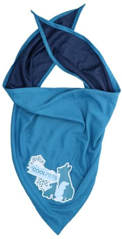 CoolPets Kühlendes Hundehalstuch M – Erfrischendes Bandana für Hunde – Kälteschal für Vierbeiner – Halskühler für Haustiere – Sommer-Kühlung – Blau