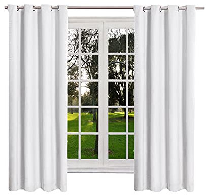 JEMIDI Vorhang Blickdicht lichtundurchlässig 140x175cm - Gardine mit Ösen Anbringung - Ösenschal Dekoschal Verdunkelungsvorhang - 100% Polyester
