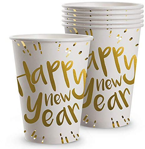 Boland 13463 Lot de 6 Mugs Happy New Year Blanc/doré