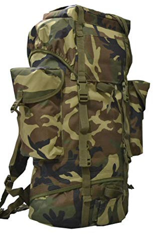 AR TACTICAL BW Kampfrucksack 65 Liter Outdoor Trekking Wandern Rucksack (Woodland)