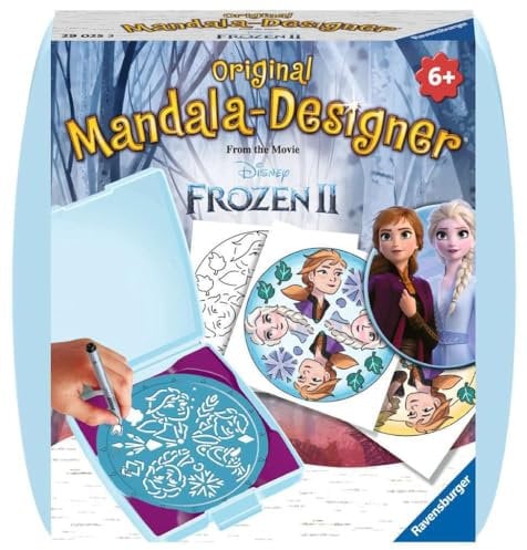 Ravensburger Mandala Designer Mini Frozen 2 29025, Zeichnen Lernen mit Anna und ELSA für Kinder ab 6 Jahren, Kreatives Zeichen-Set mit Mandala-Schablone für farbenfrohe Mandalas