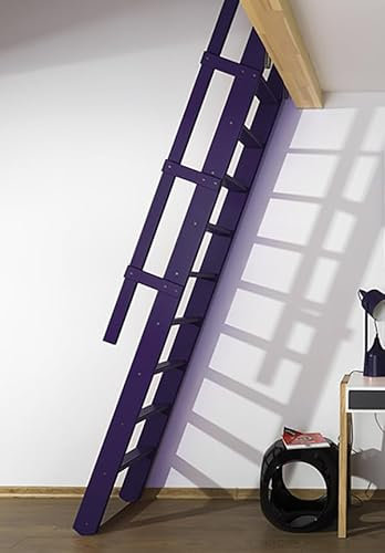 Matisère Scala per Soppalco Chiudibile Disponibile in Blu Notte (Ral 5022), Legno, 3 Metri di Altezza, 55 Centimetri di Larghezza, Portata Massima 160kg, Corrimano, 10 Gradini, Peso 20kg