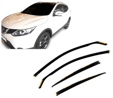 J&J AUTOMOTIVE Windabweiser passend für Nissan Qashqai 2 J11 2013-2021 4tlg, Heko Regenabweiser Vorne Hinten Getönt Dunkel Passform