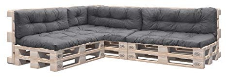 Pillows24 – Palettenkissen – 8-teiliges Set | Palettenauflage für Palettensofa | Sitz- und Rückenkissen für Europaletten | Palettenmöbel Indoor & Outdoor, UV-beständig | Made in EU | Dunkelgrau
